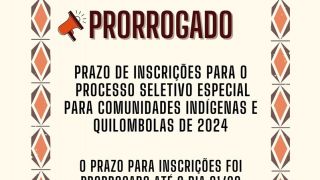 Foram prorrogadas as inscrições para processo seletivo, na UFPel, para quilombolas e indígenas