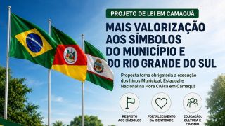 Projeto de lei propõe execução obrigatória dos hinos Municipal e Estadual nas escolas municipais de Camaquã