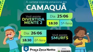 Cinema gratuito em Camaquã terá sessões de Divertida Mente 2 e Smurfs com pipoca e refrigerante