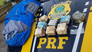 PRF prende uruguaio com grande quantidade de dinheiro e drogas na BR-158, em Santana do Livramento
