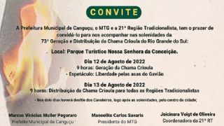73ª Geração e Distribuição da Chama Crioula do Rio Grande do Sul, em Canguçu, nos dias 12 e 13 de agosto