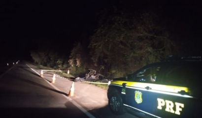 Homem morre após sair da pista e colidir carro contra uma árvore no km 317 da BR-392, em São Sepé