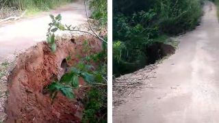 Cabeceira de passagem de água está desmoronando na Estrada do Formoso, na Localidade do Bonito, em Camaquã