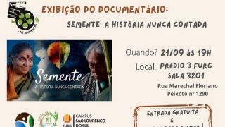 FURG São Lourenço do Sul realiza sessão de cinema gratuita nesta quinta, dia 21 de setembro