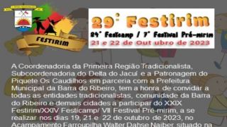 Vem aí o 29º Festirim, em Barra do Ribeiro, nos dias 21 e 22 de outubro de 2023