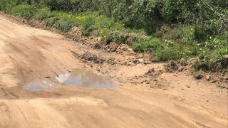 Manutenção da estrada em frente a Figueirinha, cerca de 500 metros da Pacheca, no interior de Camaquã