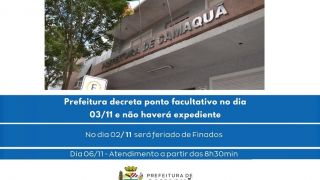 Prefeitura de Camaquã decreta ponto facultativo no dia 3 de novembro