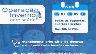 Projeto Operação Inverno Com Saúde, de Camaquã, estará atendendo nos dias 8 e 10 de novembro