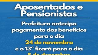 Pagamento dos aposentados e pensionistas, de Camaquã, será no dia 24 de novembro e o 13º no dia 5 de dezembro