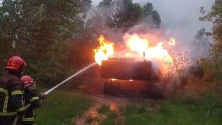Corpo de Bombeiros é acionado para combater incêndio em máquina agrícola, em Eldorado do Sul