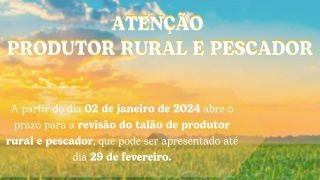 Prazo para a revisão do talão de produtor, em Cachoeira do Sul, até 29 de fevereiro de 2024