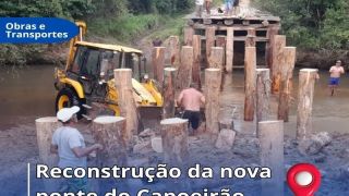 Secretarias de Obras e Transportes, de Amaral Ferrador, finalizam primeira etapa da Ponte do Capoeirão