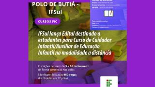 IFSul oferece curso gratuito de cuidador infantil/auxiliar de educação infantil, em Butiá