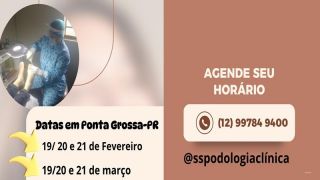 Agende seu horário com SS Podologia Clínica, em Ponta Grossa / PR, nos dias 19 a 21 de março