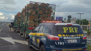 PERIGO: caminhão, com excesso de peso e com problemas nos freios, é retido pela PRF, em Porto Alegre