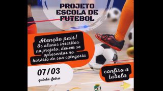 Escola de Futebol em turno inverso, começa no dia 7 de março, em Mariana Pimentel