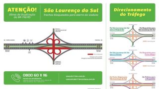 DNIT alerta para bloqueio no trevo de São Lourenço do Sul na BR-116, a partir de quarta, dia 24