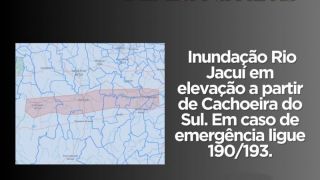 Alerta para inundação: Rio Jacuí em elevação a partir de Cachoeira do Sul